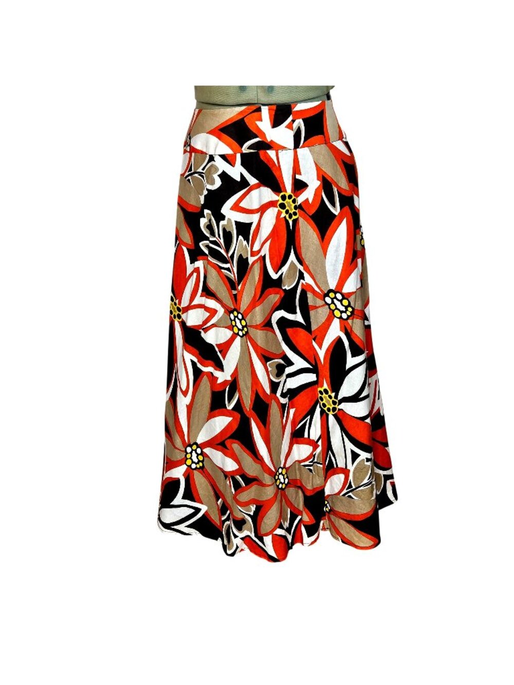 Woman's Cato floral boho resort fit and flaire lined linen blend maxi skirt S 18